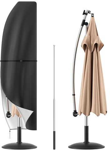 Sonnenschirm Schutzhülle mit Stab, Ampelschirm Schutzhülle bis Ø 2-4m, Sonnenschirm Hülle Sonnenschirm Abdeckung 420D Oxford Gewebe Wasserdicht Staubdicht UV-Beständiges (280CM)