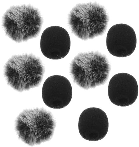 Garneck 10 Pièces cache micro-cravate bonnettes pour microphones petite housse de micro-cravate accessoires micro-cravate mousse de pare-brise pour micro casque Peluche