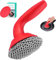 Brosse à récurer en fonte avec long manche, brosse à récurer en fonte pour poêle, cuisine, barbecue, faitout, four (rouge)
