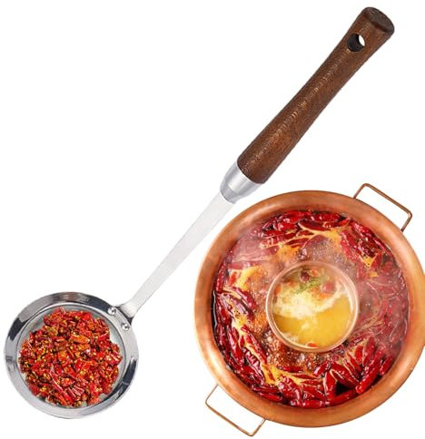 Skimmer Spoon, Oil Filter Spoon Ladle, 12.01x3.35 Inches Fine Mesh Grease Strainer, Stainless Steel Fat Separator Tool for Kitchen, Home, Cooking, Frying, Gravy, Foam, Dining Prep