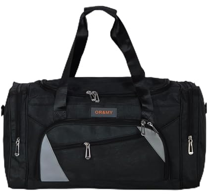 Borsone Sportivo Uomo Donna con Tracolla 60L – Borsa a mano Palestra e Viaggio in Poliestere Resistente e Impermeabile, Multitasche - Ideale per Weekend Fitness Piscina Militari Mod.L69-65 (Nero, L)