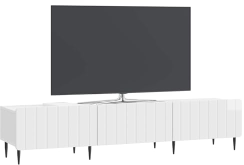 vidaXL TV-Schränk Hochglanz Weiß 147 x 34,5 x 32 cm Holzwerkstoff, Wohnzimmer Sideboard, rechteckig, viel Stauraum, moderner TV-Schrank, praktischer Unterhaltungsbereich, MDF