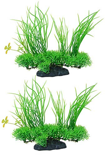 Saim Plastic Artificial Aquarium Long Leaf Plant Decor Fish Tank Ornament Green Yellow 7.9 Height 2 Pcs …