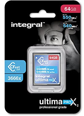 Integral Memory 64GB CFast Card 2.0 High Performance mit Einer Lesegeschwindigkeit von bis zu 550MB/s und Einer Schreibgeschwindigkeit von bis zu 540MB/s INCFA64G-550/540