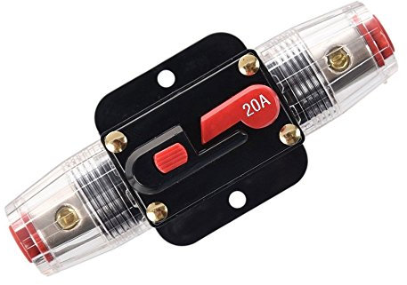 RKURCK 12V-24V DC 20 Amp Circuit Breaker, Fuse Holder, Inline Fuse Block For Car Audio Solar Inverter System Protection (20A)