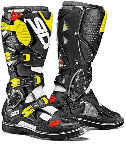 SIDI Crossfire 43 - Stivali da Moto Unisex , Multicolore (Bianco / Nero / Giallo Fluo), 44 EU