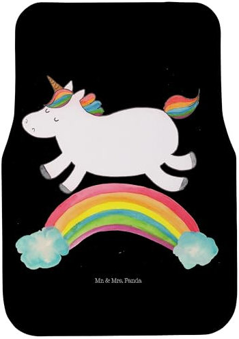 Mr. & Mrs. Panda Fahrer Autofußmatte Einhorn Regenbogen - Geschenk, Fußmatten Vorne Hinten Auto, Schutzmatte Auto, Unicorn, Bodenmatte Auto,