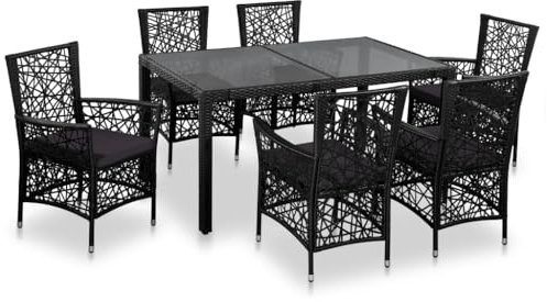 vidaXL Gartenmöbel 7-TLG. Poly Rattan Sitzgruppe Gartengarnitur Gartenset