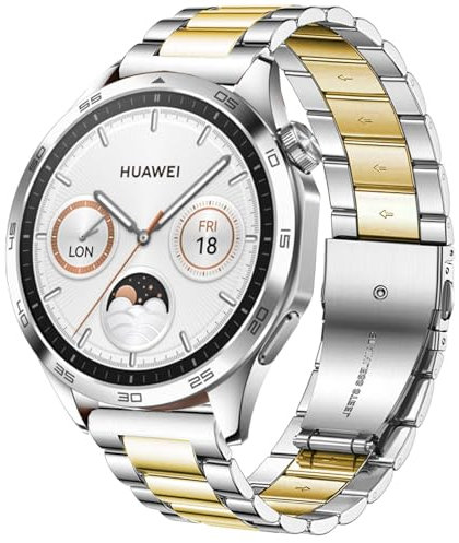 DEALELE Bracelet Compatible pour Samsung Gear S3 Frontier/Classic/Galaxy Watch 46mm, Bracelet de Remplacement 22mm Métal Solide en Acier Inoxydable, Argent/Or