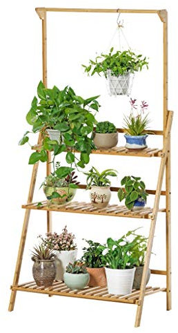 Soporte Maceta De Madera Balcón Tres Gradas Colgando Cesta Soporte De Planta Sala De Estar Estante De Flores De Pie (Size : 70CM)