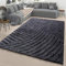 TT Home Wohnzimmer Teppich Shaggy Hochflor Wellen Muster Handgetuftet In Grau, Größe:60x100 cm