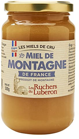 Les Ruchers du Luberon - Miel de Montagne 500 g - Miel de Cru Francais - Naturel - Non Filtré - Naturellement Crémeux