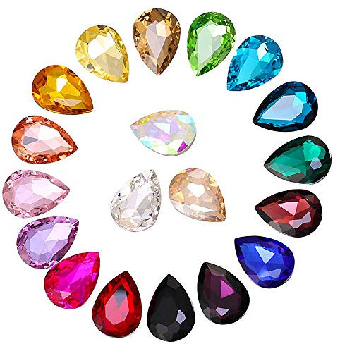 Gwolf Strasssteine, 200 Stück Strasssteine zum aufnähen, Glitzersteine zum basteln, Strasssteine zum basteln, Glas Schmucksteine für Handy Geburtstagskrone Grußkarte Basteln, Zufällige Farbe