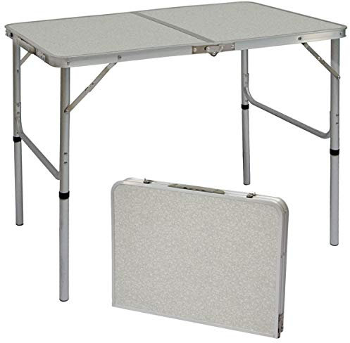 AMANKA Garten Klapptisch - 90 x 60 Höhenverstellbar - Gartentisch Campingtisch Klappbar Hellgrau