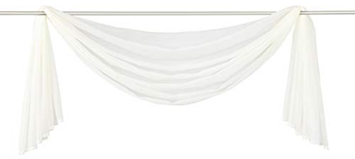 Yaland Voile Transparenter Freihandbogen einfarbig Uni Querbehang Wohnzimmer Gardinenschals (BxH 140x500, beige) 1 Stück