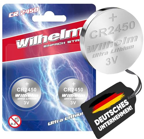 2 x CR2450 WILHELM Batteria a bottone al litio 3V 600mAh ø24,5x5,0mm Batteria DL 2450 CR 2450