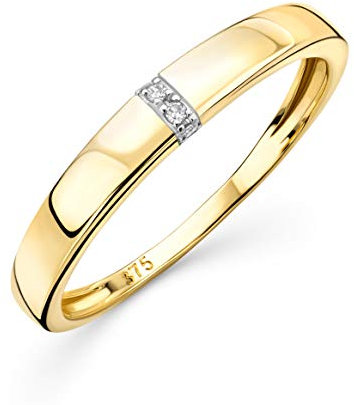 OROVI Schmuck Damen Ring Gelbgold 0.02 Ct Diamant Verlobungsring mit 4 Diamanten Brillanten Ring aus 9 Karat (375) Gold