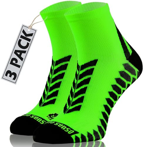 sesto senso Sport Socken Damen Herren 3 Paar Bunte Sportsocken Laufsocken 39-42 Grün