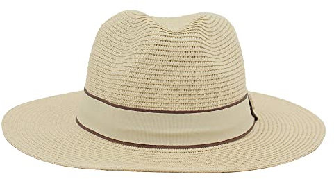 Sombrero Hombre Mujer de Panamá de Paja, Sombrero de Verano para Playa, Sol y Viaje, Diseño de ala Ancha Unisex, Tallas (Beige, 59cm)
