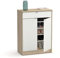 MUEBLES PITARCH | Recibidor Zapatero Mueble Auxiliar de Entrada con cajón y 4 estantes Regulables, Blanco Alto Brillo y Roble Cambrian, 20 Pares de Zapatos, 101x75x36cm, Modelo Berlín