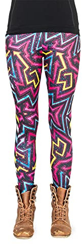 cosey - Neon Line Leggings - knallige Farben- in verschiedenen Leuchtend bunten Designs (Einheitsgröße) (Retro Arrows)