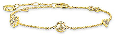 Thomas Sabo Damen Armband mit Symbolen 925er Sterlingsilber 750er Gelbgold Vergoldung mit Zirkonia, A2039-414-14-L19V