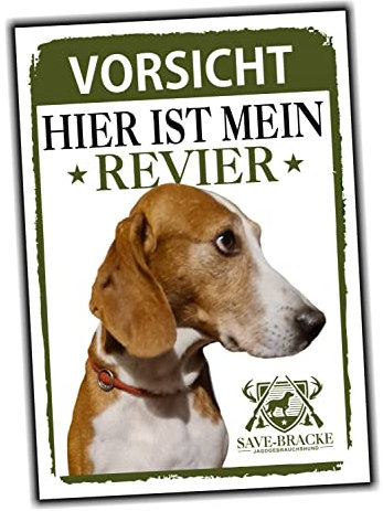 Save Bracke Schild Revier Jagd Türschild Hundeschild Warnschild Hund Posavski Gonič Geschenkidee lustiger Spruch Hundemotiv Aluminium Wetterfestes Hundeschild