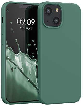 kwmobile Custodia Compatibile con Apple iPhone 13 mini Cover - Back Case per Smartphone in Silicone TPU - Protezione Gommata - verde militare