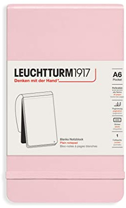 LEUCHTTURM1917 364402 Notizblock Pocket (A6), Hardcover, 94 nummerierte Seiten, blanko, Puder