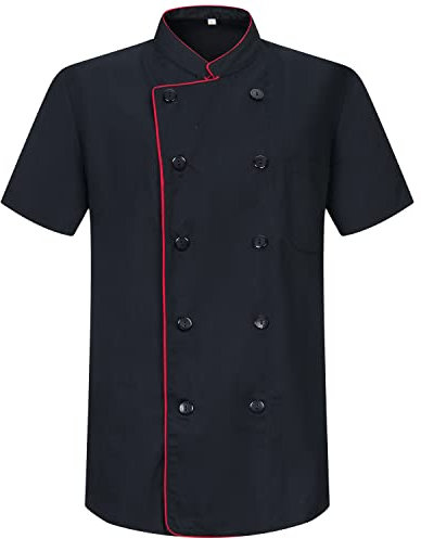 Misemiya - Veste de Chef pour Hommes - Veste de Chef pour Hommes - Uniforme d'accueil -Réf.8421B - Large, Veste de Cuisine 8421B - Noir