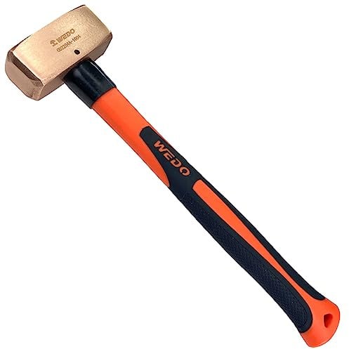 WEDO Marteau en cuivre de 2 kg, marteau de club avec manche en fibre de verre,matrice de forage, résistant à la corrosion, norme DIN, longueur 40,6 cm