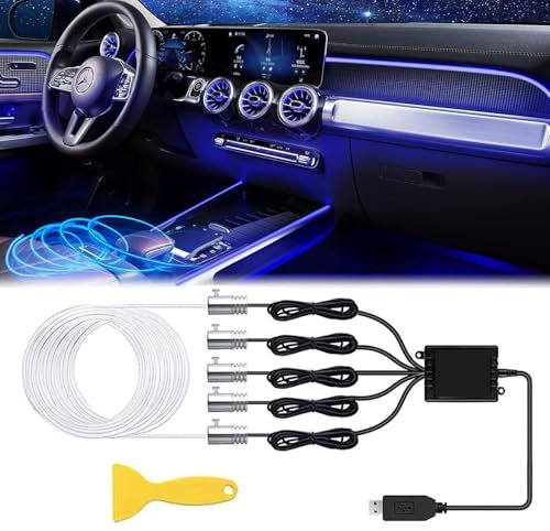 Sunshine smile Auto LED Innenbeleuchtung,6M/5 in 1 RGB Auto Innenraumbeleuchtung,APP steuerbare Innenbeleuchtung Laser,Mehrfarbige Ambientebeleuchtung,USB Neon (Farbe)