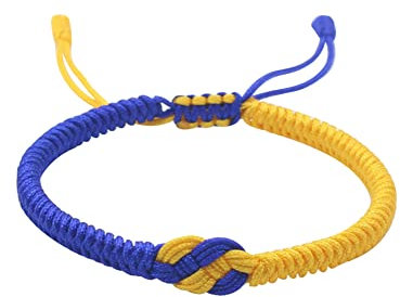 Asudaro Unisex Armband mit Ukraine Flagge, Handgewebtes Armband Gelb Blau Handgewebtes Armband Bettelarmband Verstellbares handgefertigtes Truelove Knotenarmband für Paare, Frauen, Männer,Typ 1