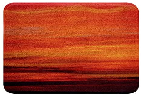 Roter Aufdruck Zotteliger saugfähiger Badteppiche Sonnenuntergang Farbe rutschfeste Badematte 50x80cm Roter Tropen Exotischer Streifen Badezimmerteppich für Mikrofaser Modernes Design Badvorleger