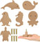 Qunclay Holz-Tier-Schrankknöpfe, Dekorative Kommodenknäufe mit Schrauben, Marine, Wald, Tiere, Möbelknöpfe, Schubladengriffe für Dekoration (Meerestier, 6 Sets)