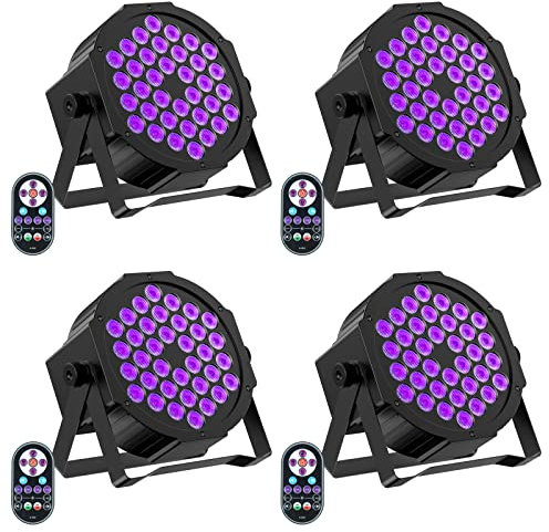 Schwarzlicht Bühnenlicht for Party, 36 LEDS Schwarzlicht Strahler for Disco, Blacklight Partylicht for Halloween Deko, Schwarzlichtlampe Anzug für drinnen, draußen, Hochzeit (4 Packung)