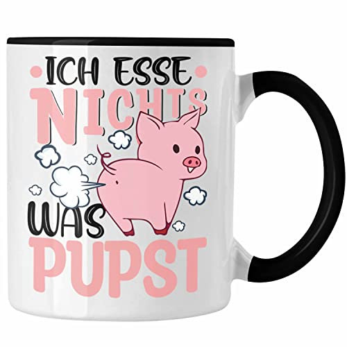 Trendation - Veganer Tasse Geschenk Ich Esse Nichts Was Pupst Vegan Geschenkidee Lustiger Spruch Vegane Lebensweise Veganerin (Schwarz)