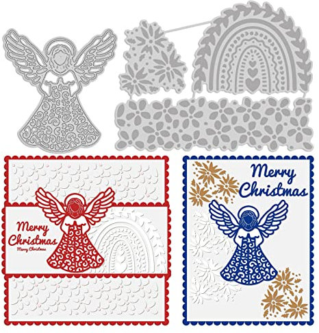 INFUNLY Engel Weihnachten Stanzschablonen Schnitt Für Kartenherstellung Blumenprägung Schablone Mädchen Metall Fee Stanzformen Mit Flügel Für DIY Scrapbooking Papier Basteln Scrapbook Album Dekor