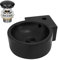 ML-Design Lavabo d'angle en Céramique Noir, 45 x 36 x 13 cm, Rond, avec Bouchon de Vidage Trop-Plein et Trou pour Robinet, Montage Mural ou à Poser, Vasque Lave-Mains Évier sur Plan de Toilette