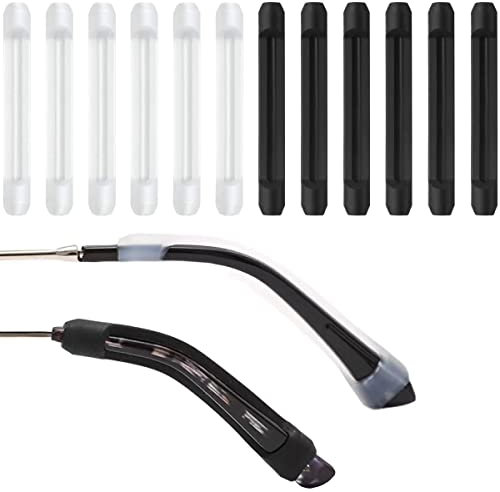 6 Paar Brillen Ohrbügel, Brillen Ohrpolster, Silikon Brillen Ohrenkissen, Gläser Ohrhaken, Anti Rutsch Brille Ohrhaken, Silikon Antirutsch Überzüge für Brillenbügel (Schwarz, weiß)
