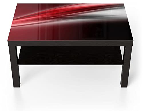 DEQORI Glastisch | schwarz groß 90x50 cm | Motiv Energiegeladener Schweif | ausgefallener Beistelltisch aus Glas | Hochglanz Couchtisch fürs Wohnzimmer | moderner Couch Tisch mit Design