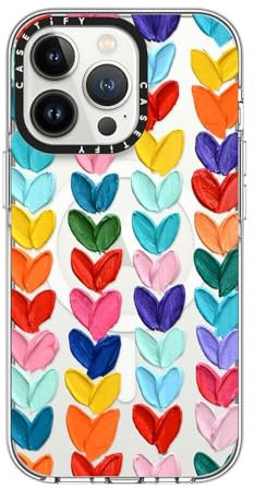 CASETiFY Transparente Schutzhülle für iPhone 13 Pro, vergilbt nicht, 2 m, 3 x Fallschutz in Militärqualität, Magsafe, klare gepunktete Herzen – Transparent