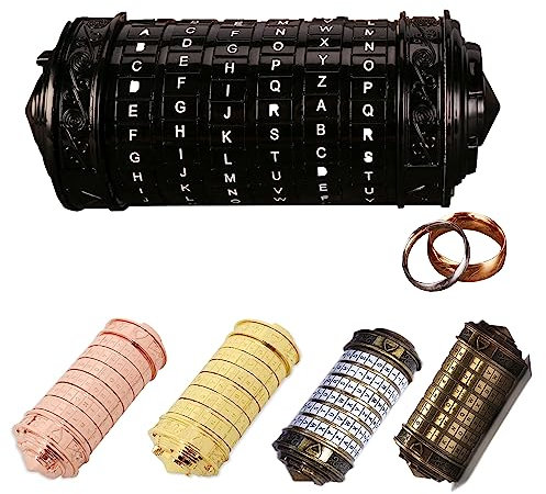 MINGZE Da Vinci Code, Zylinderschloss Box Mini Cryptex Retro Alphabet Sperren Valentinstag Freundin Freund Weihnachten Geburtstag Interessantes Kreatives Romantisches Geschenk(schwarz)