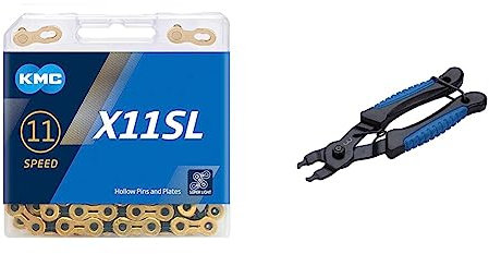 KMC X11SL 11 Speed Chain, Gold/Black, 118 Link & BBB Cycling Link Removal Tool 7-12 Speed I Link Pliers I Delinker for Road and MTB I LinkFix BTL-77