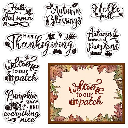 craspire Hello Autumn Pumpkin Klare Gummistempel Happy Thanksgiving Grußworte Wiederverwendbare Transparente Silikonsiegel Für Kartenherstellung DIY Scrapbooking Journaling Fotoalbum Dekoration