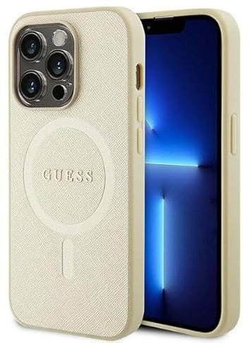 Guess GUHMP15LPSAHMCB Hülle für iPhone 15 Pro 6.1 golden hardcase Saffiano