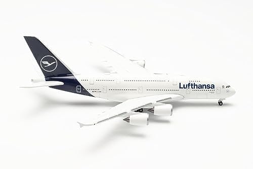 herpa 533072-001 Airplane Lufthansa Airbus A380 – D-AIMK Düsseldorf on a Scale of 1 : 500, Metal Miniature Without pedastal, Model Building, Collectors Edition