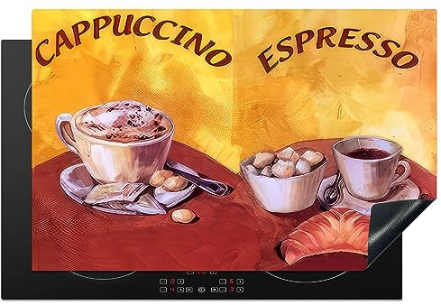 KitchenYeah© Cubre Vitrocerámica - Protector Vitroceramica Induccion 80x52 cm - Tapa Vitroceramica - Protector de Vitroceramica Capuchino - Espresso - Café - Vintage