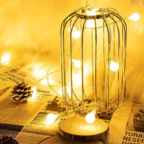 LED Lichterkette Batterie, 6M 40 LEDs Lichterketten Warmweiß 2 Modus Balkon Lichterketten Kugeln für Garten, Zimmer, Hochzeit, Party, Weihnachten Deko