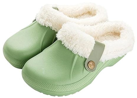 Anttyscar Clogs Gefüttert Damen Herren Warm Hausschuhe wasserdichte Gartenclogs mit Fell Frauen Geschlossen Lined Clogs Winter Plüsch Pantoletten